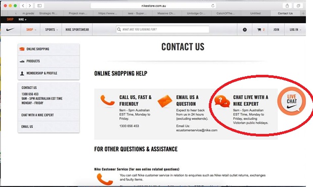 nike store chat